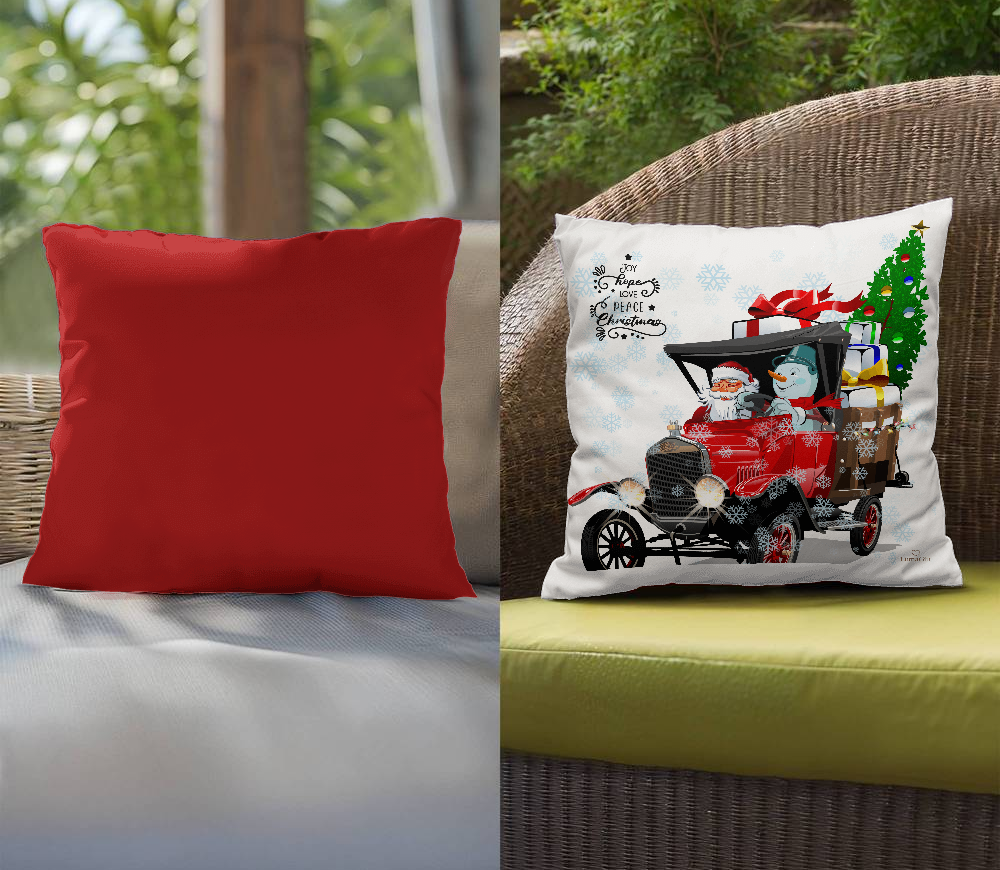 Santa & Snow Man Pillow