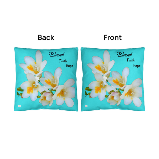 Blessed Faith Hope Pillow (Turquoise)