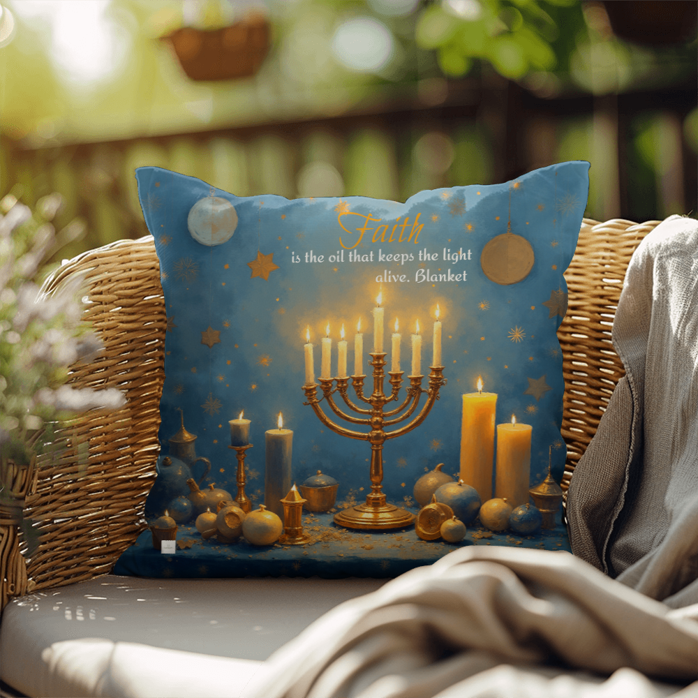 Faith is the oil that keeps the light alive. Pillow