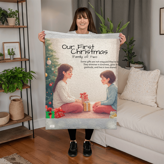 Family of two - some gifts are not wrapped blanket
