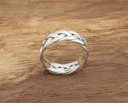 S925 Pure Silver Twisted Men's Ring