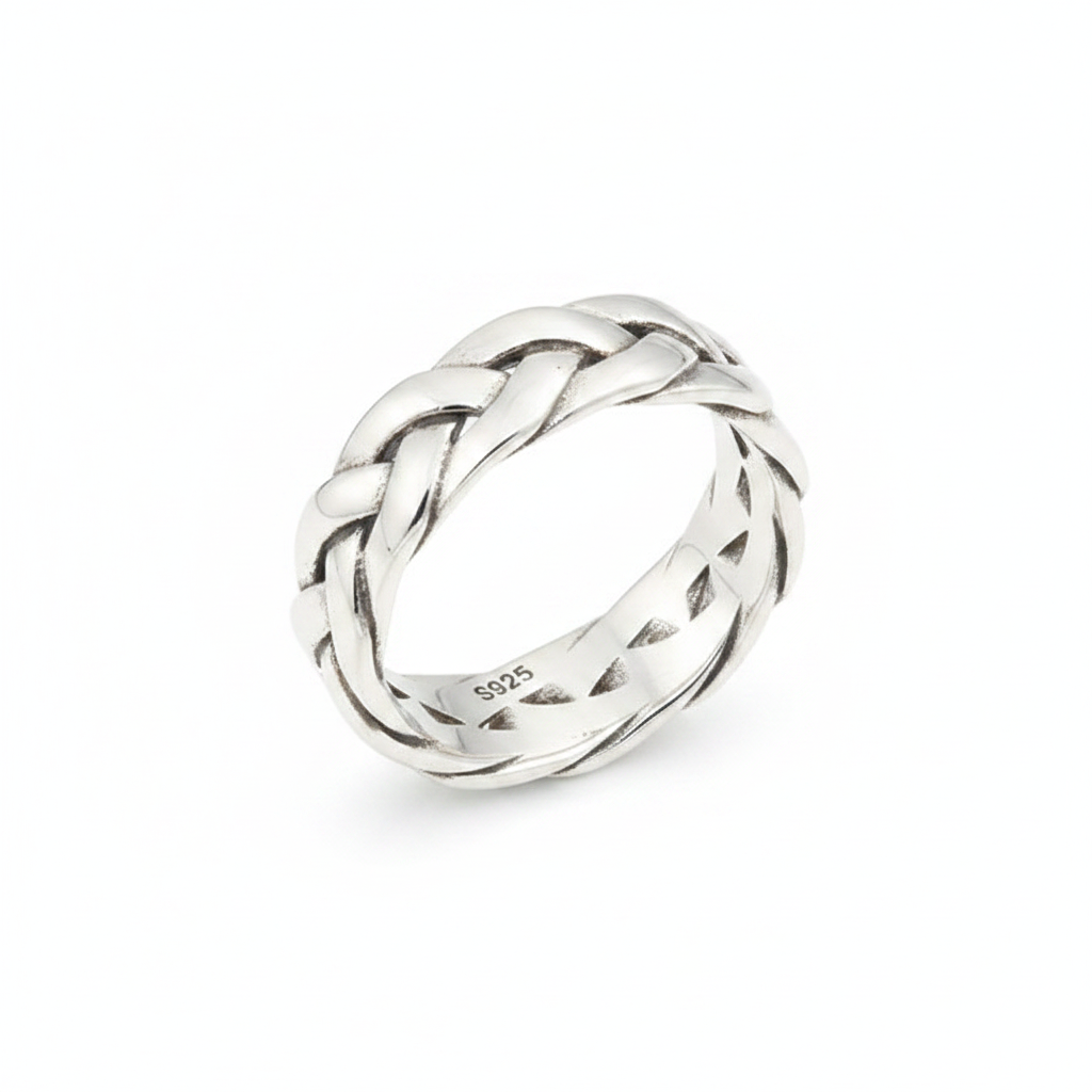 S925 Pure Silver Twisted Men's Ring