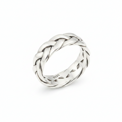 S925 Pure Silver Twisted Men's Ring