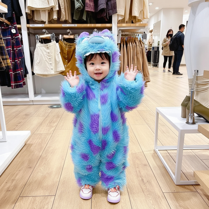 Cute Animal Baby Jumpsuit With Hooded Zipper