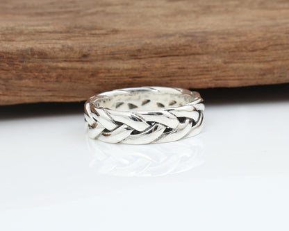 S925 Pure Silver Twisted Men's Ring