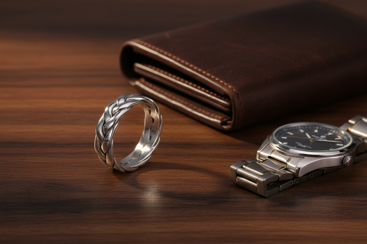 S925 Pure Silver Twisted Men's Ring
