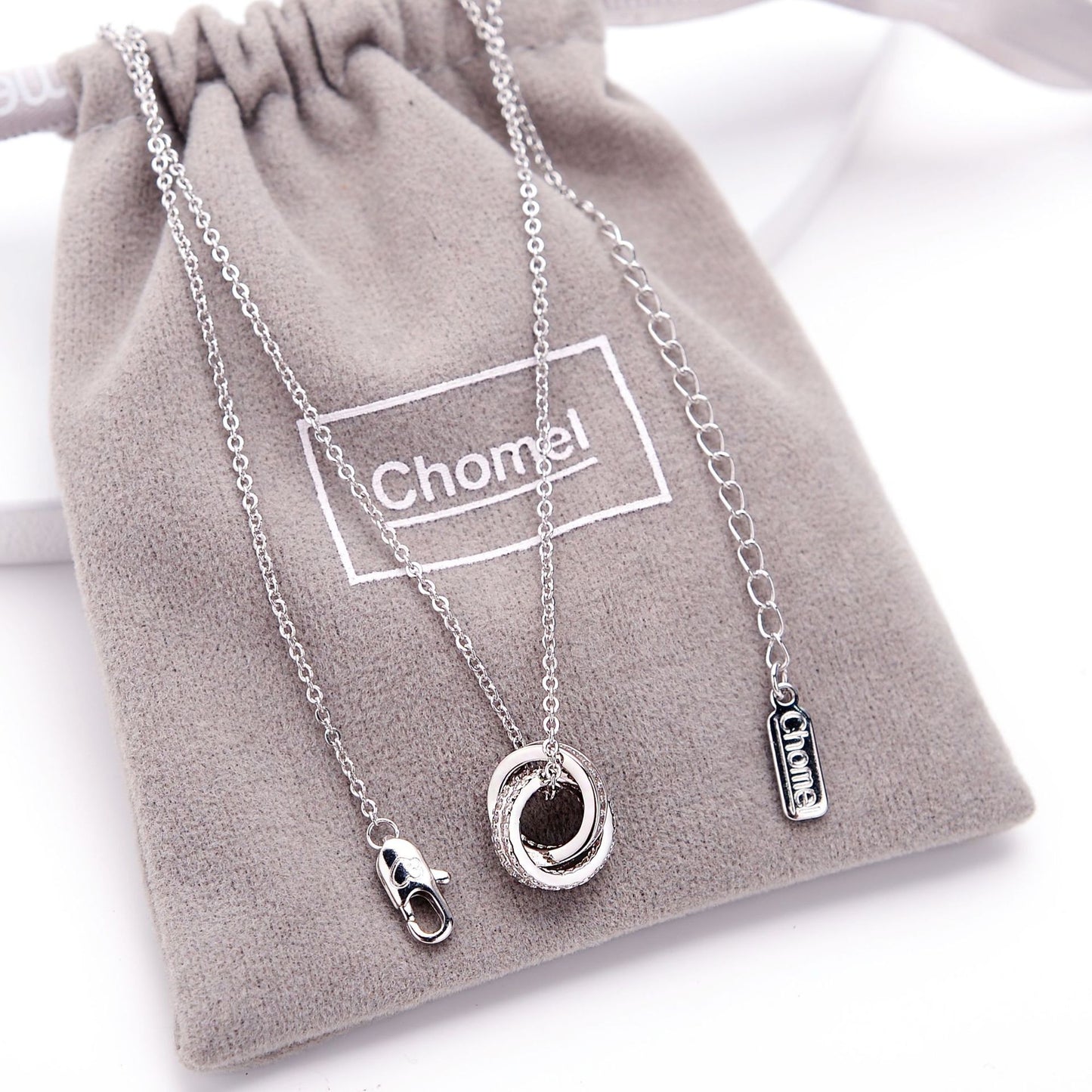Chomel S925 Dual Ring Silver Necklace