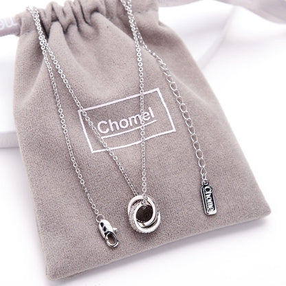 Chomel S925 Dual Ring Silver Necklace