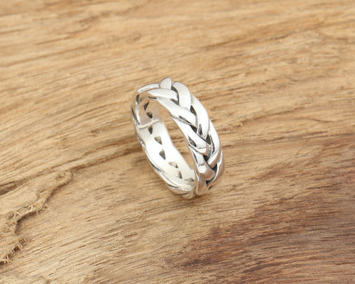 S925 Pure Silver Twisted Men's Ring