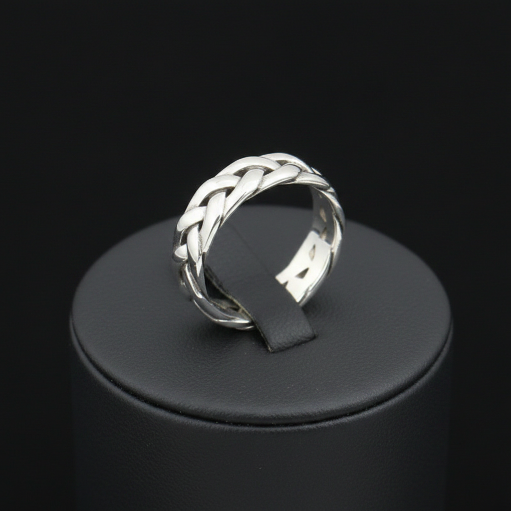 S925 Pure Silver Twisted Men's Ring