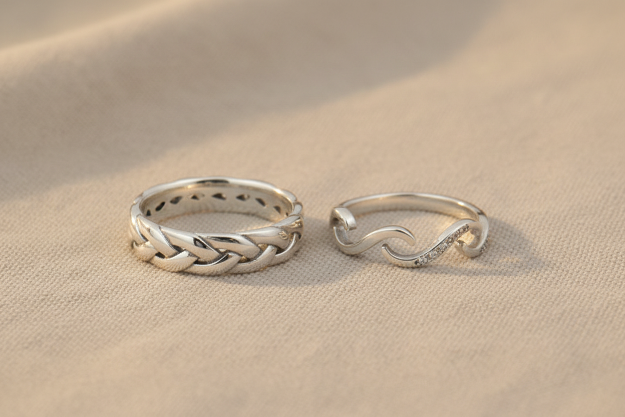 S925 Pure Silver Twisted Men's Ring