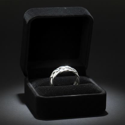 S925 Pure Silver Twisted Men's Ring