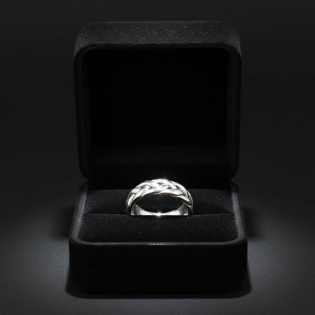 S925 Pure Silver Twisted Men's Ring