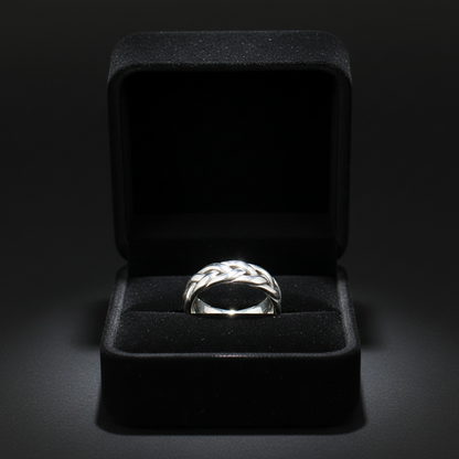 S925 Pure Silver Twisted Men's Ring