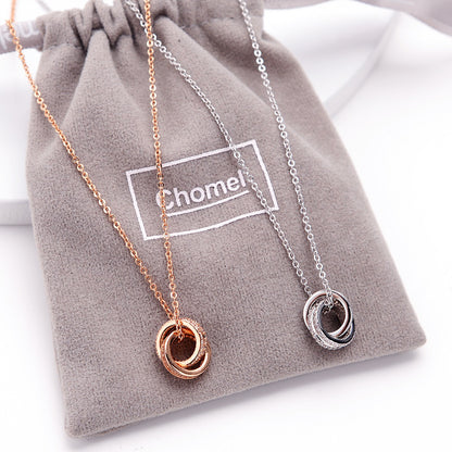 Chomel S925 Dual Ring Silver Necklace