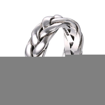 S925 Pure Silver Twisted Men's Ring
