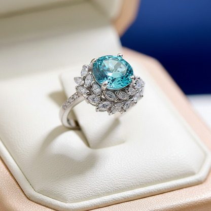 S925 Silver Sparkle Quadrilateral Ring