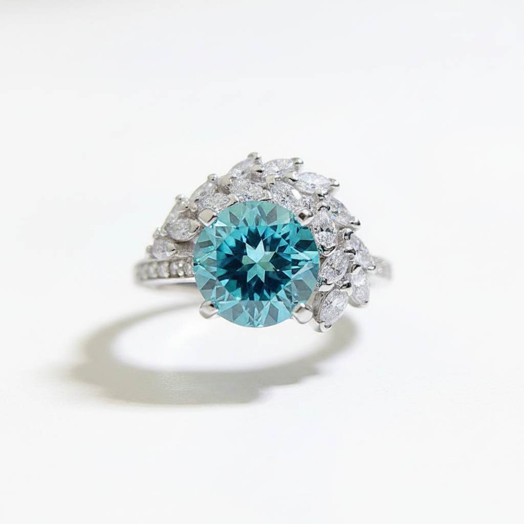 S925 Silver Sparkle Quadrilateral Ring