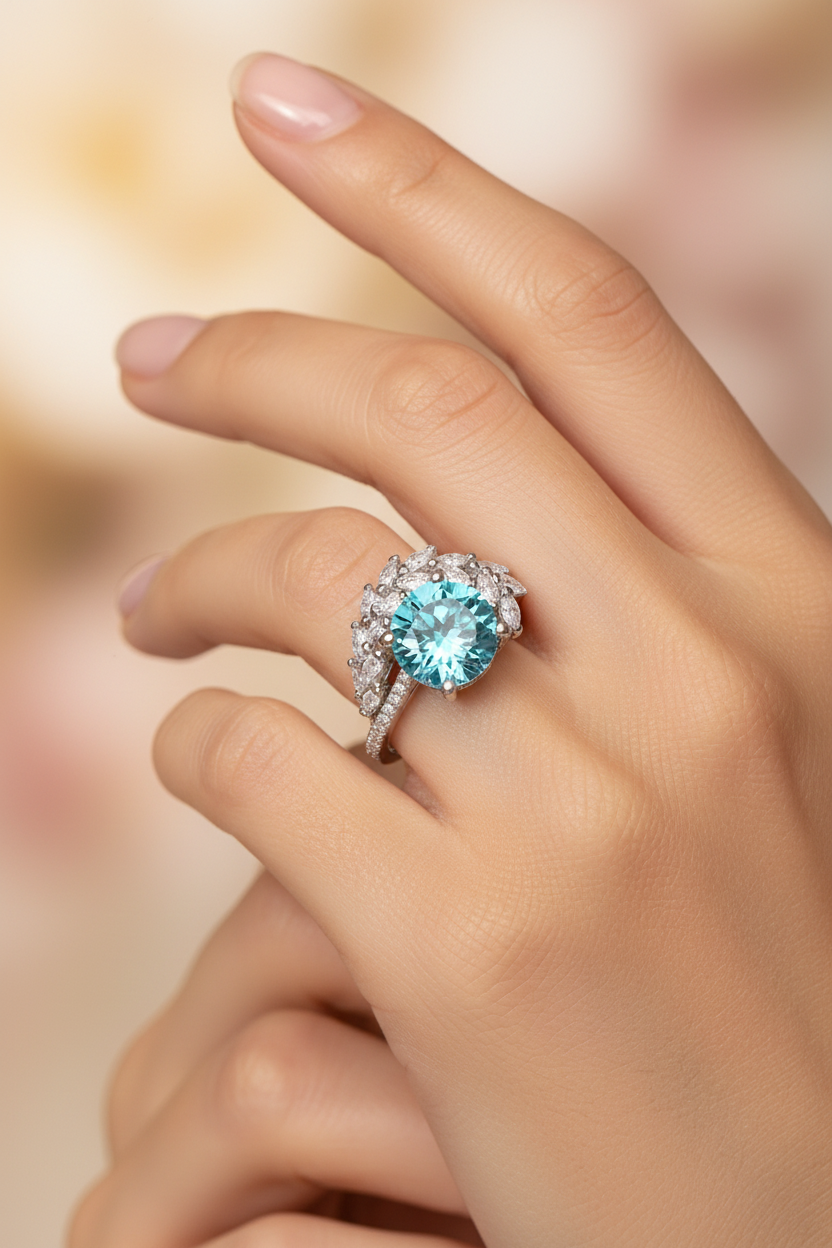 S925 Silver Sparkle Quadrilateral Ring