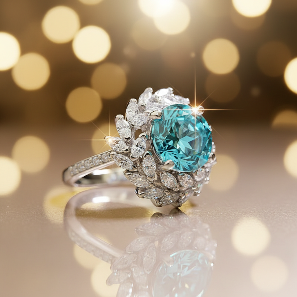 S925 Silver Sparkle Quadrilateral Ring