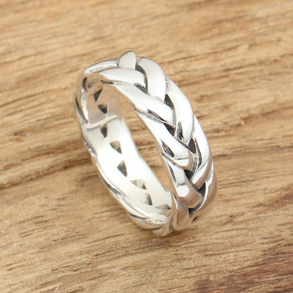 S925 Pure Silver Twisted Men's Ring