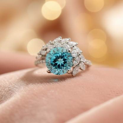 S925 Silver Sparkle Quadrilateral Ring