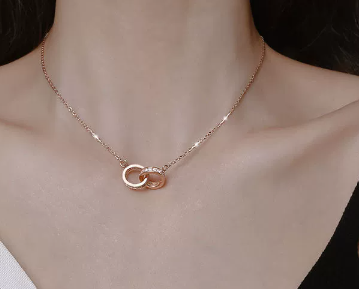 Chomel S925 Dual Ring Silver Necklace