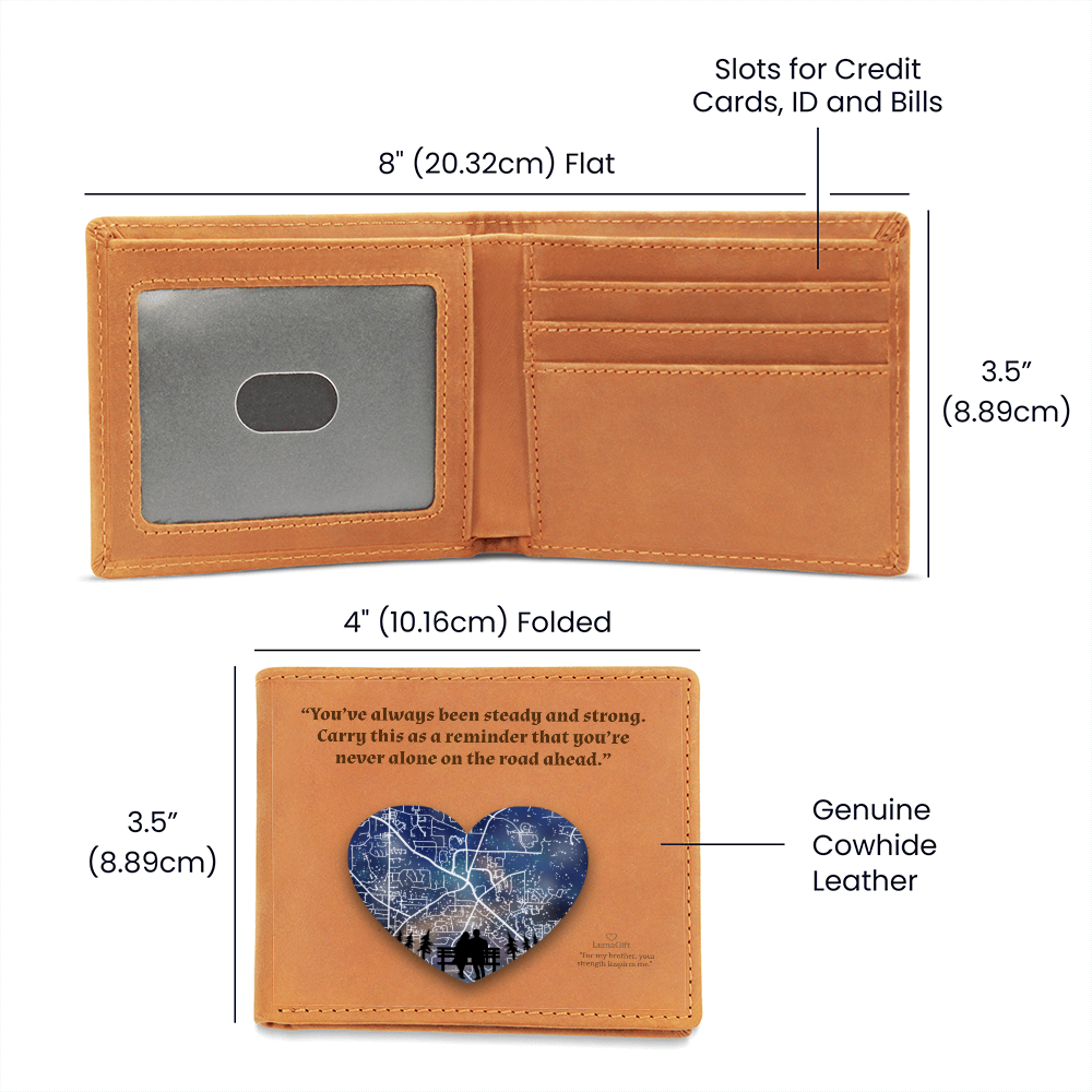 To My Brother, “You're Never Alone” Leather Wallet