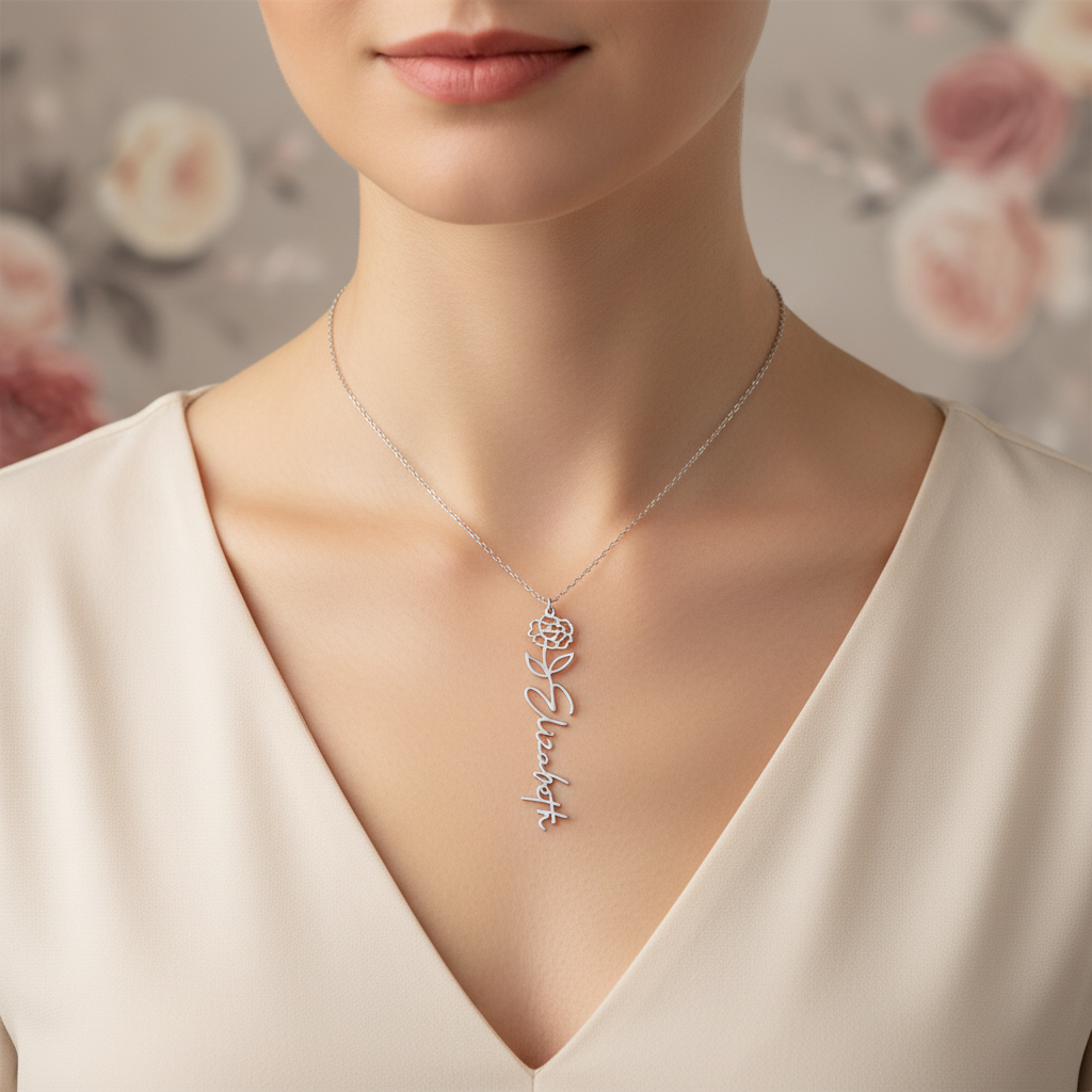 Blooming Love – Custom Name Necklace