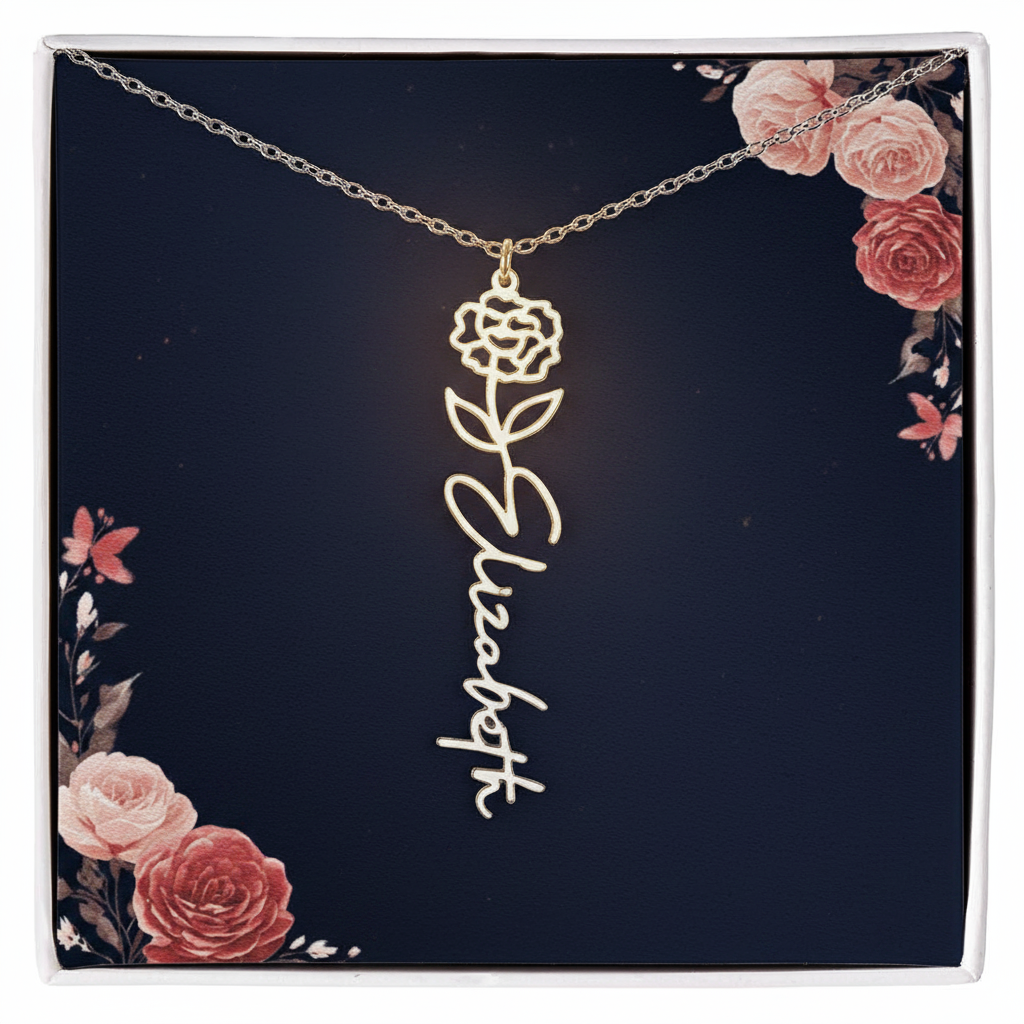 Blooming Love – Custom Name Necklace