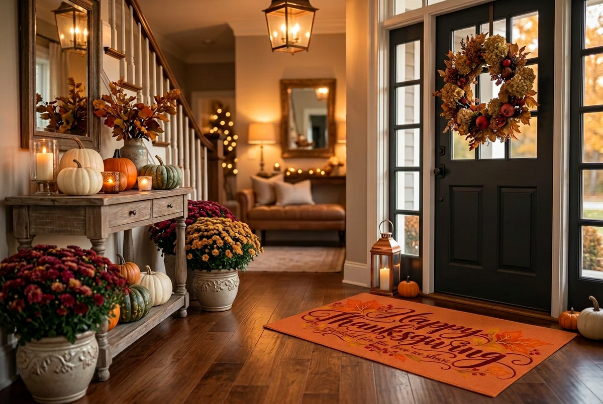 Grateful for the Love We Share — Thanksgiving Welcome Doormat
