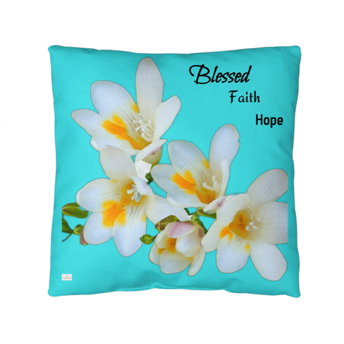 Blessed Faith Hope Pillow (Turquoise)