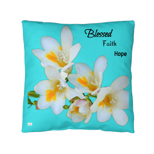 Blessed Faith Hope Pillow (Turquoise)