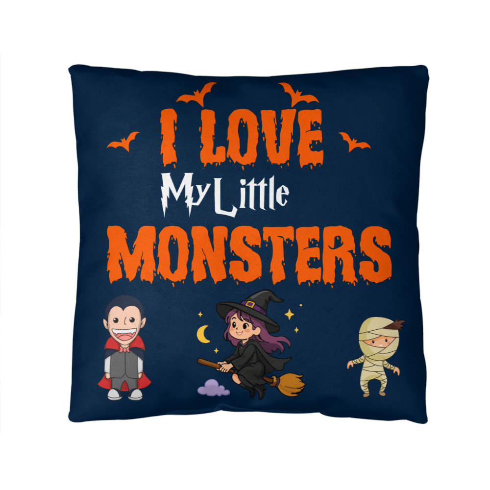 I Love My Little Monsters Halloween Pillow
