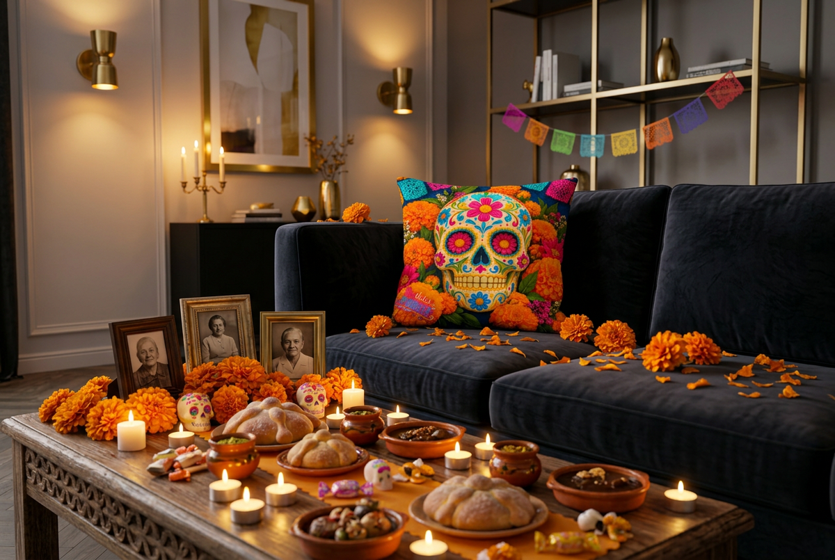 Siempre en Nuestro Corazón, Día de los Muertos Pillow