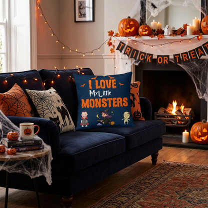 I Love My Little Monsters Halloween Pillow