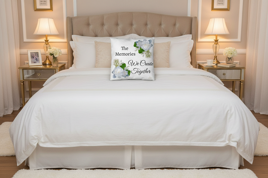 The memories we create together (White Pillow - celebrates marriage & engagement)