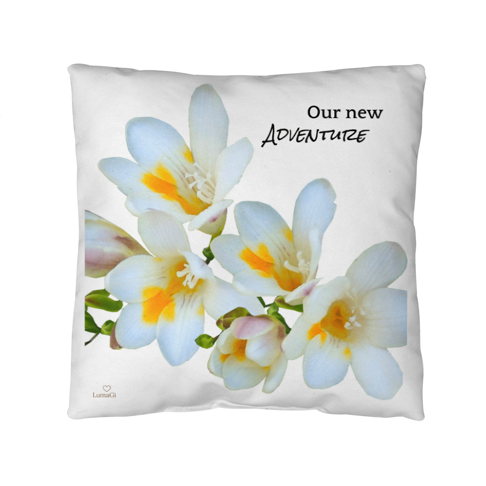 Our new adventure pillow (white)