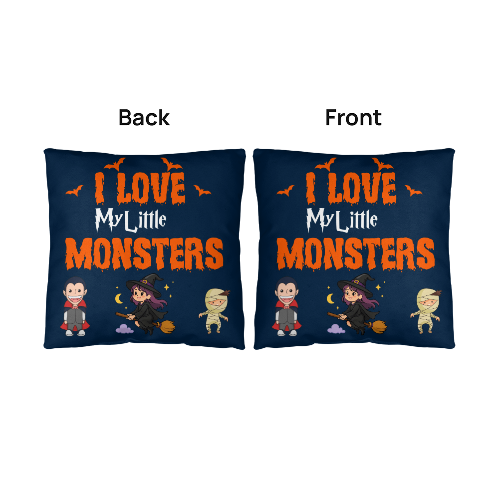I Love My Little Monsters Halloween Pillow
