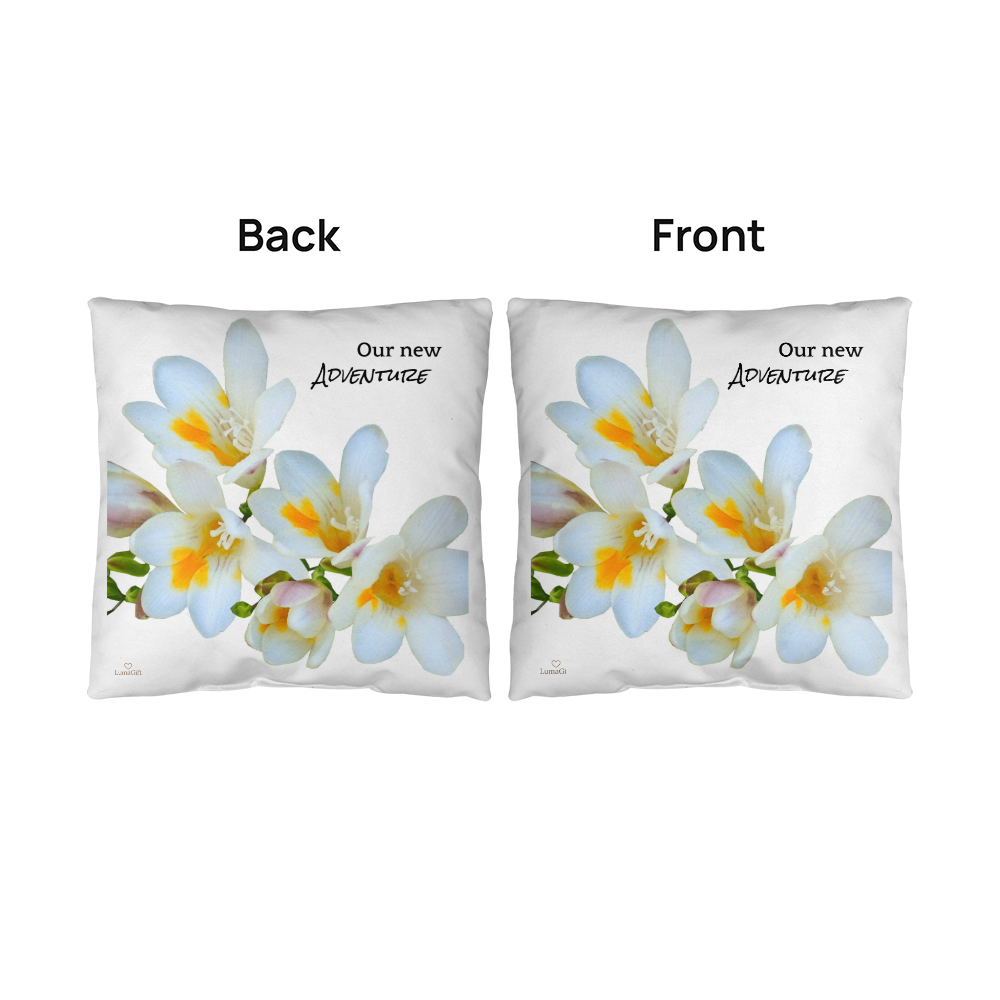 Our new adventure pillow (white)