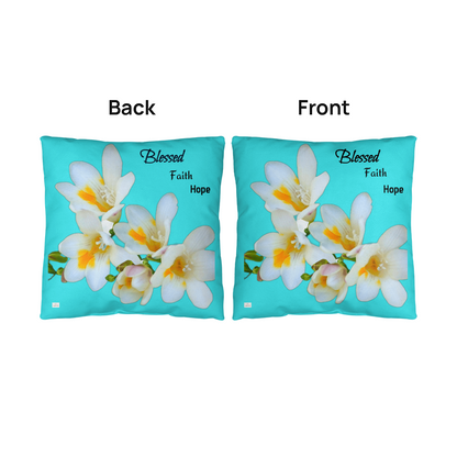 Blessed Faith Hope Pillow (Turquoise)