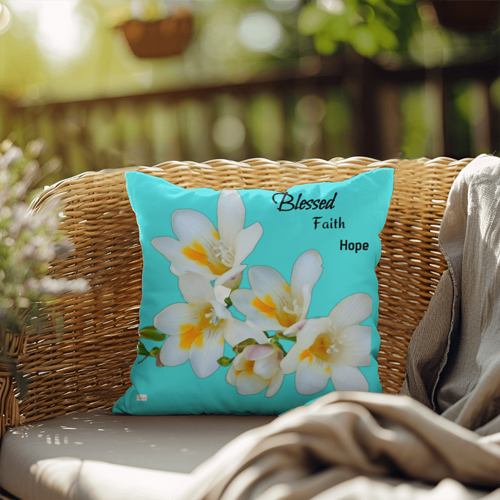 Blessed Faith Hope Pillow (Turquoise)