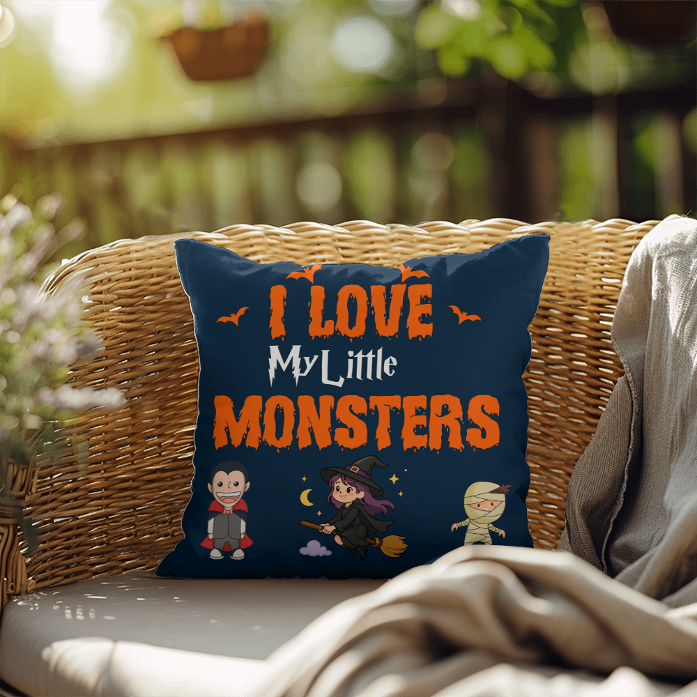 I Love My Little Monsters Halloween Pillow