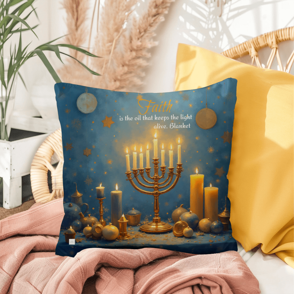 Faith is the oil that keeps the light alive. Pillow
