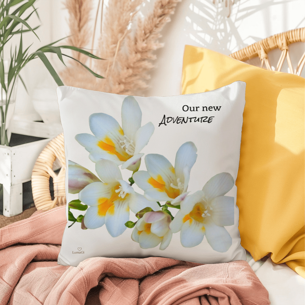 Our new adventure pillow (white)