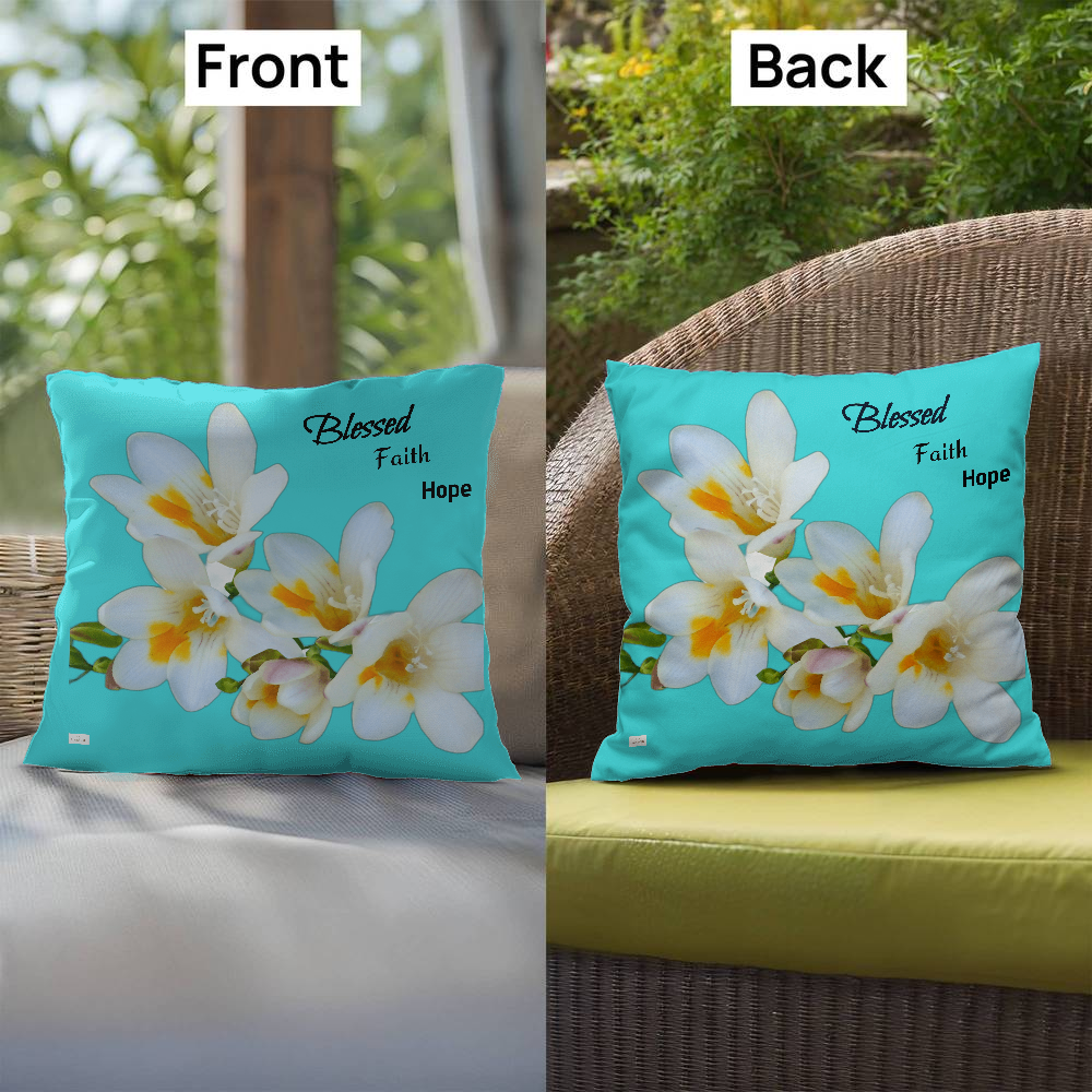 Blessed Faith Hope Pillow (Turquoise)