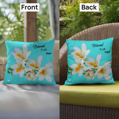 Blessed Faith Hope Pillow (Turquoise)