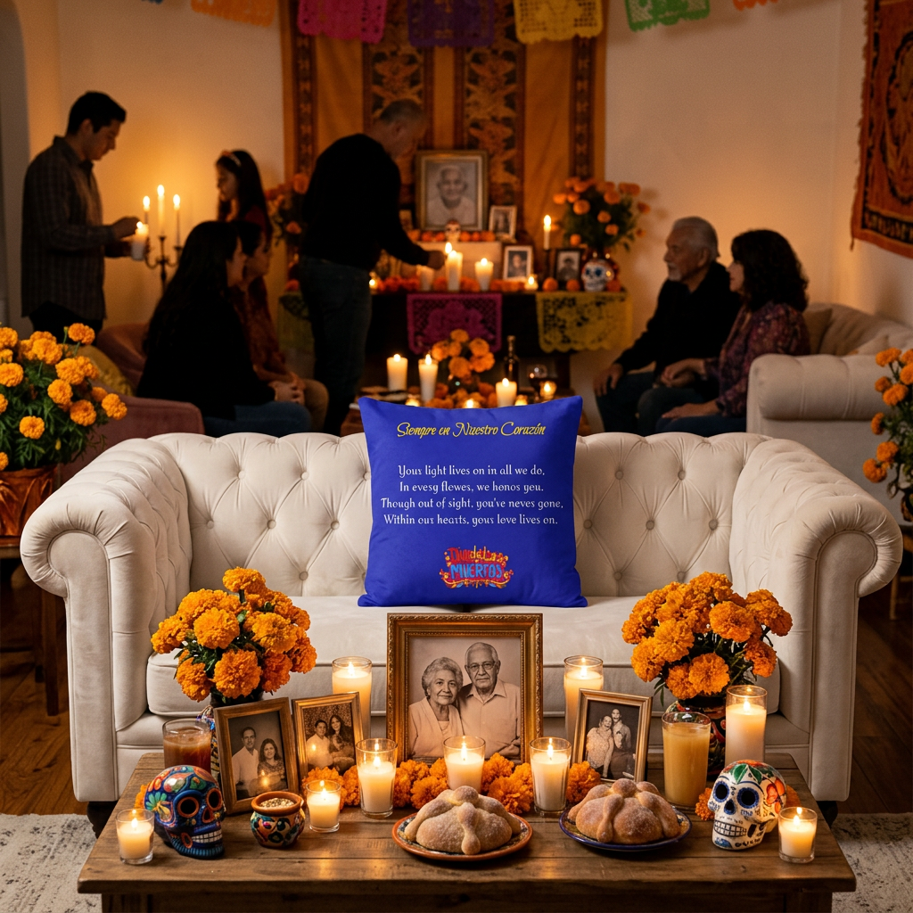 Siempre en Nuestro Corazón, Día de los Muertos Pillow
