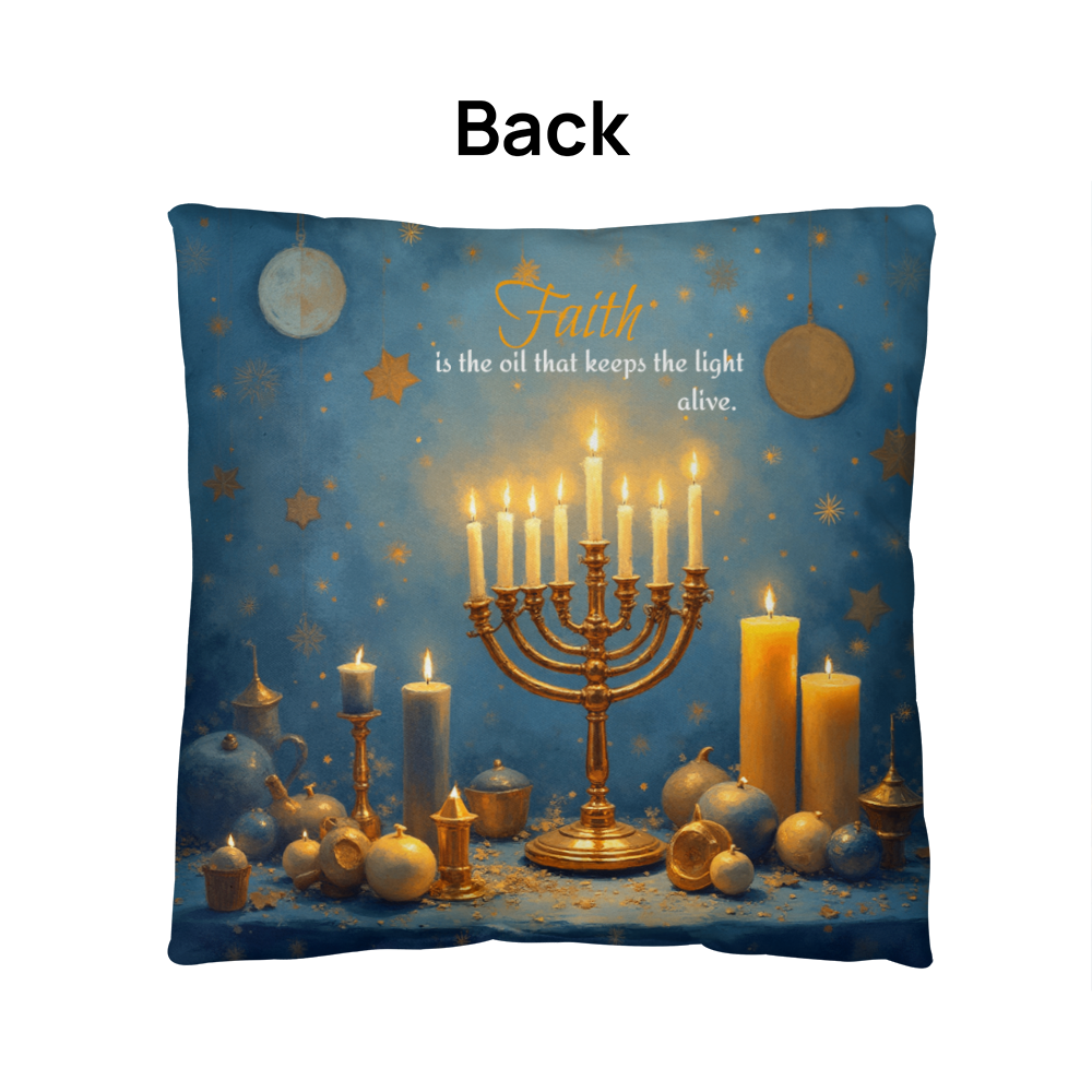 Faith is the oil that keeps the light alive. Pillow