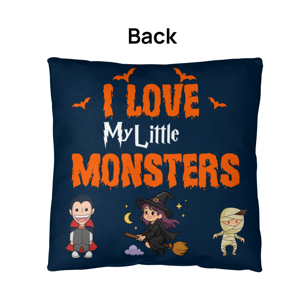 I Love My Little Monsters Halloween Pillow